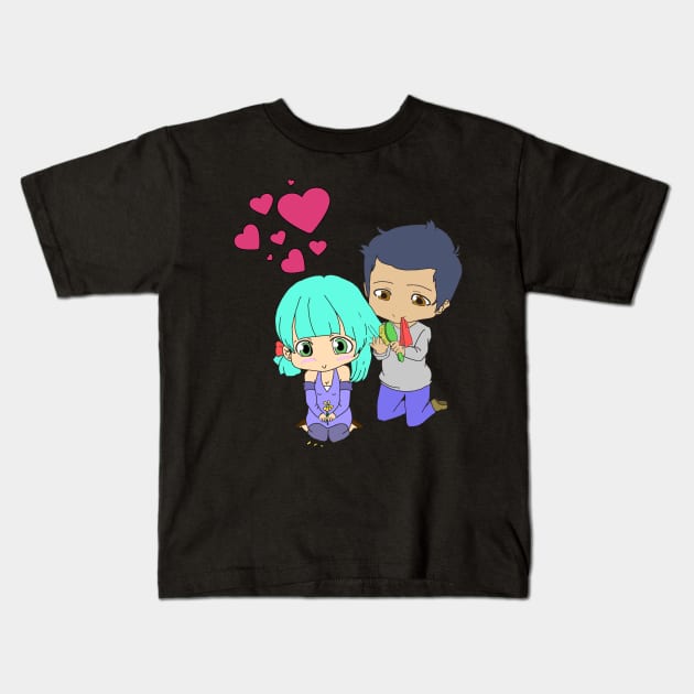 cute manga couple in love girl and boy anime Kids T-Shirt by FromBerlinGift